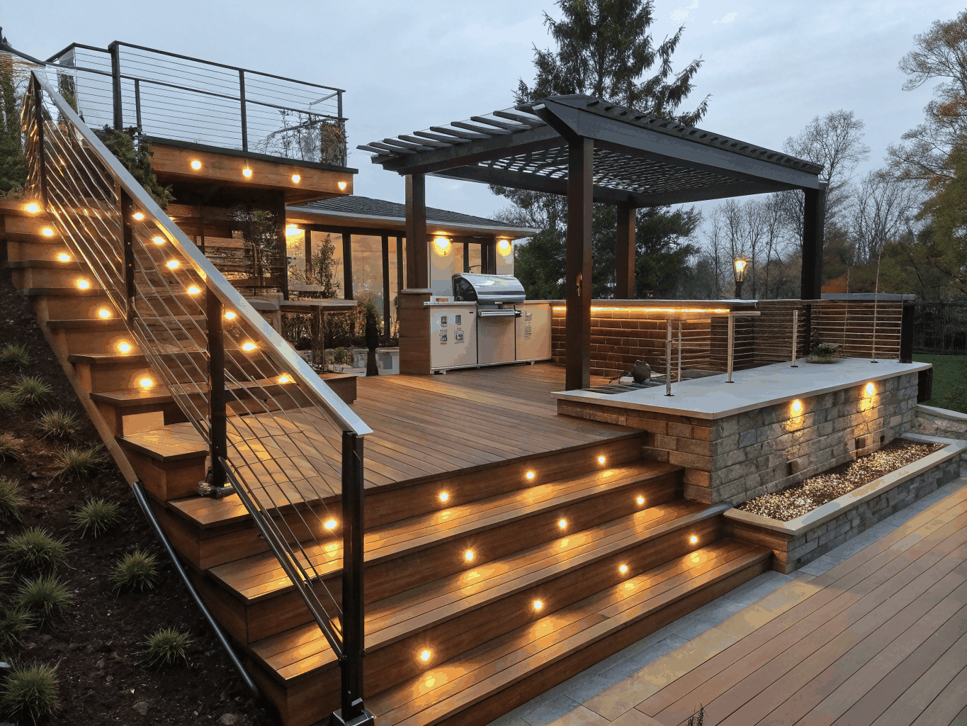 Covered timber framed deck and outdoor kitchen living space in Woodstock