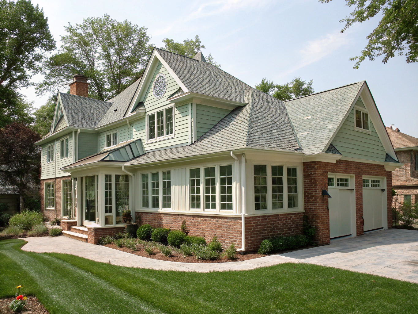 Exterior view of a home addition matched to the existing house
